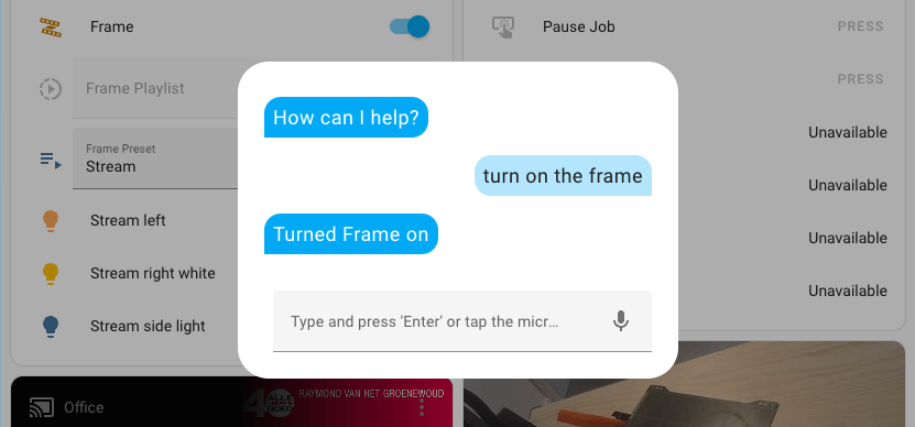 Home Assistant 中对话窗口的截图